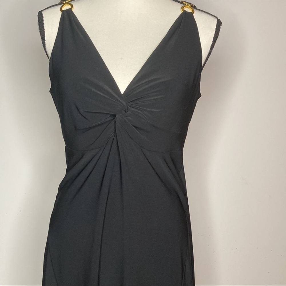 Jones New York Black Cocktail Dress Plunge Neckline Sexy Holidays New Years Eve